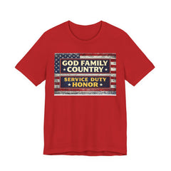 GOD Family Country Service Duty Honor Unisex Jersey Short Sleeve Tee